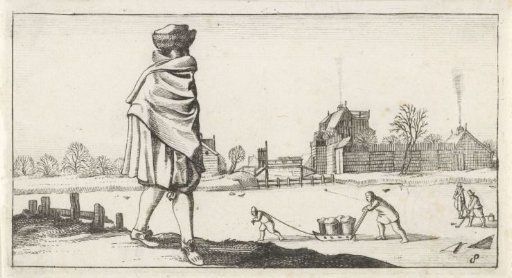 Man with a fur cap in a winter landscape