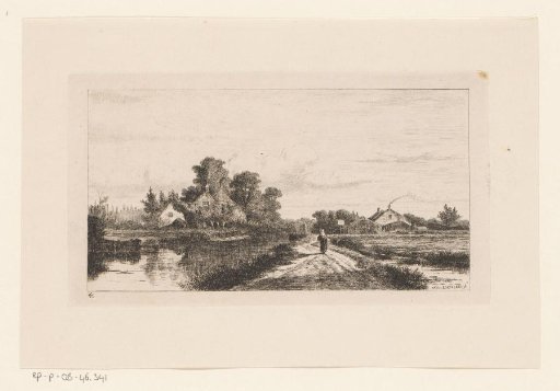 Landscape with a peasant woman on a country road