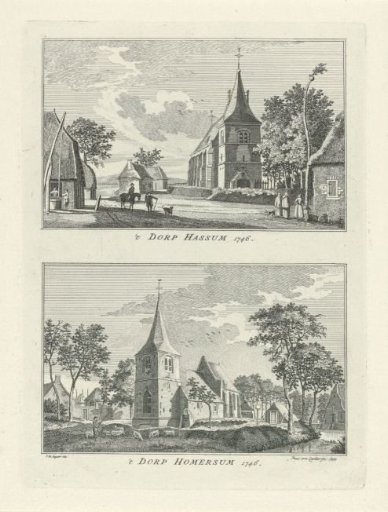 Village views at Hassum and Hommersum, 1746