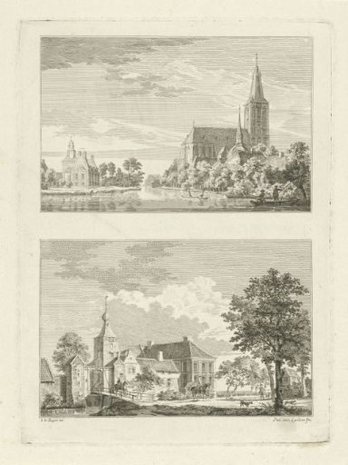 Town view of Weeze and the Houses Hartefeld and Kalbeek, 1743