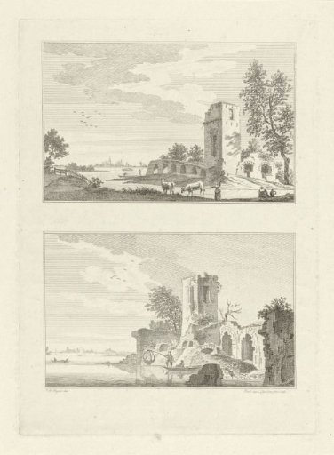 Views of House de Wing and the towns of Griethausen and Emmerik, 1732