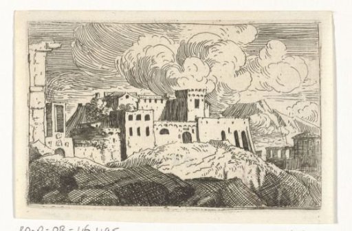 Mountain landscape with a fort