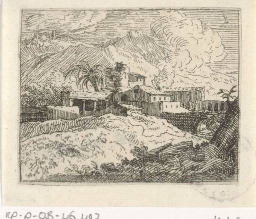 Mountain landscape with buildings