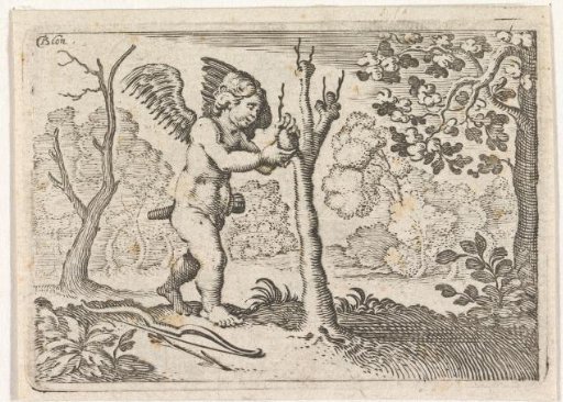 Cupid as a gardener