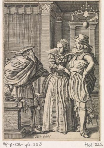 Young lady refuses the gifts of an old man