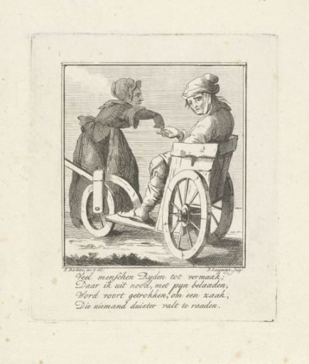 Man in a cart receiving money