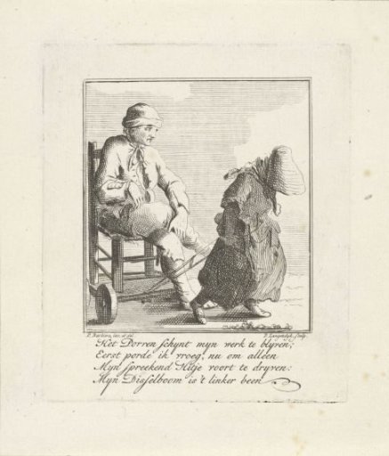 Man being drawn in a wheeled chair