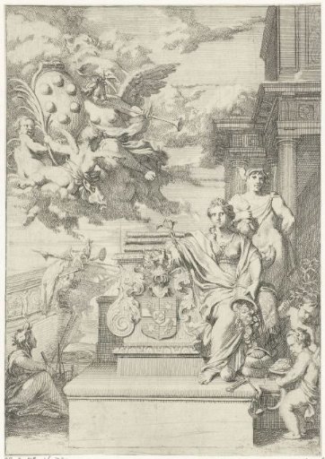 Allegory on trade and the coat of arms of the Medici family