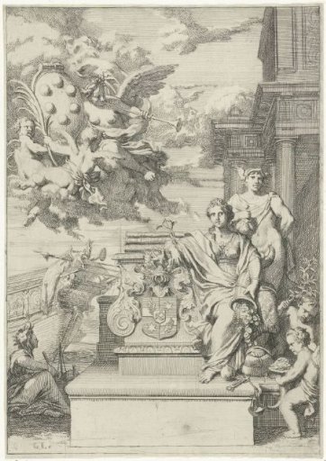 Allegory on trade and the coat of arms of the Medici family