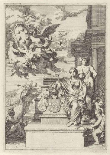 Allegory on trade and the coat of arms of the Medici family