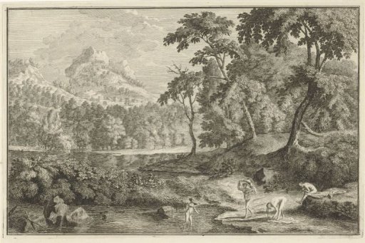 Arcadian Landscape with Bathing Women