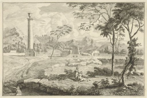 Arcadian River Landscape with a Pillar