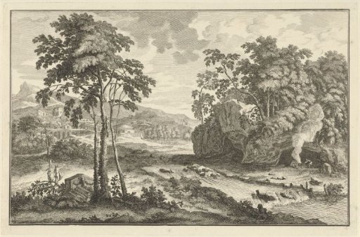 Arcadian Landscape with Figures on the Bank of a River