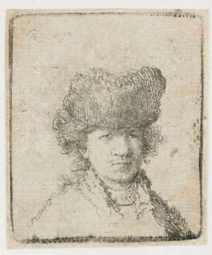 Self-portrait in a fur cap: bust