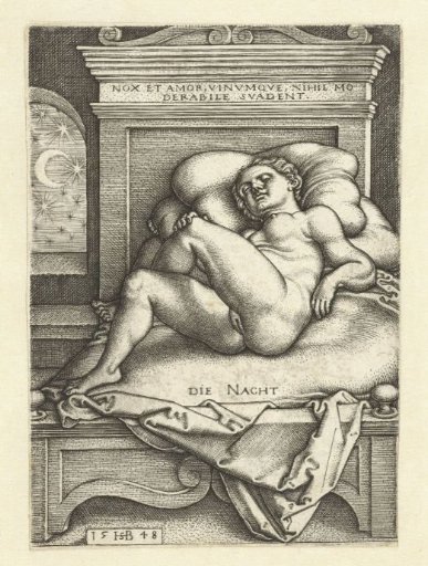 Sleeping naked woman as Night