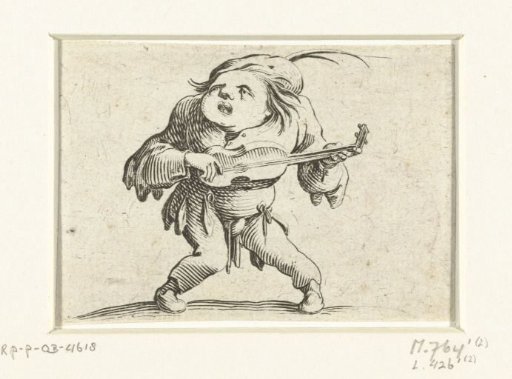 Little man (caricature) with a guitar