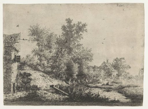 Farms and a Group of Trees by a Narrow River