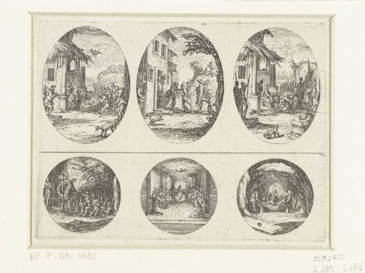 Three Scenes from the Life of Mary and Three Passion Scenes: The Adoration of the Shepherds, The Visitation, The Adoration of the Magi, The Harrowing of Hell, Pentecost, The Entombment