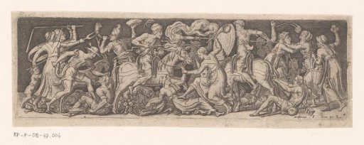 Fight Between Men and Women, Some on Horseback