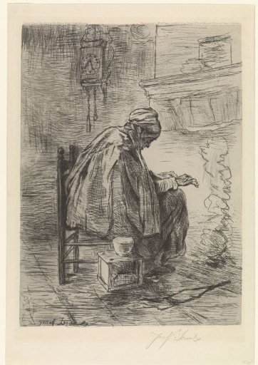 Old Woman by the Fireplace