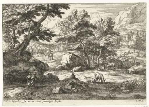 Landscape with cattle and figures
