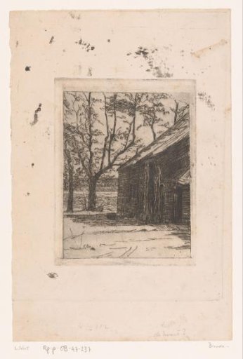 Farmyard with part of a farmhouse