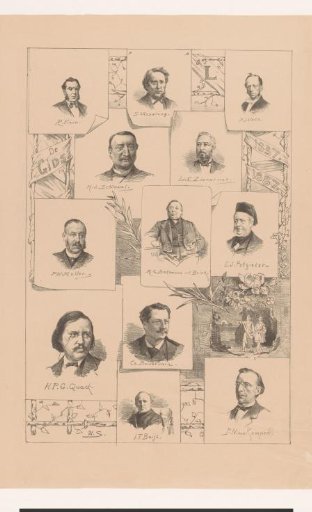 Portraits of authors who contributed to the magazine De Gids