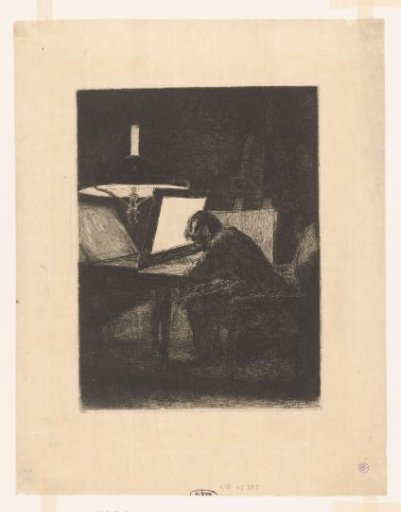 Etcher by lamplight