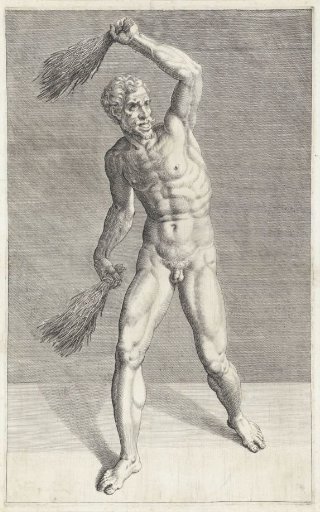 Man with two scourge rods