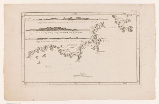 Map and views of the coast of Tasmania