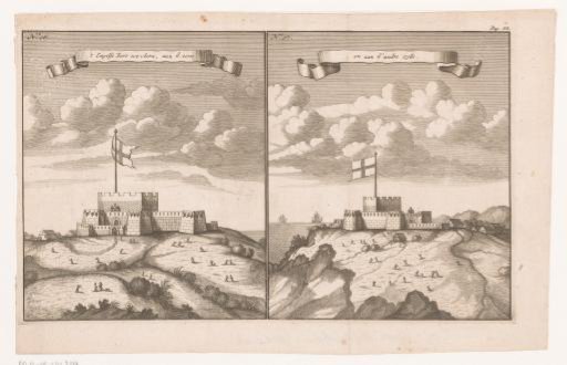Two views of Fort James at Accra in Ghana