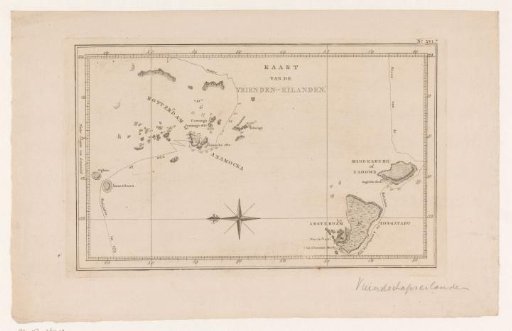 Map of the Tonga Archipelago in Polynesia