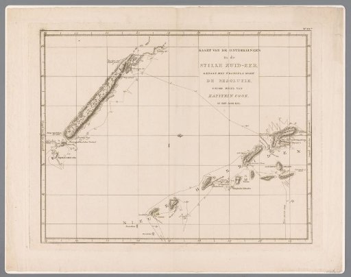 Map of the island of New Caledonia and other islands in the Pacific Ocean, discovered by James Cook in 1774