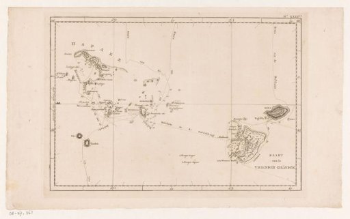 Map of the Tonga Archipelago in Polynesia
