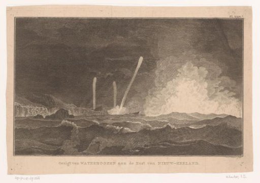 View of water spouts off the coast of New Zealand