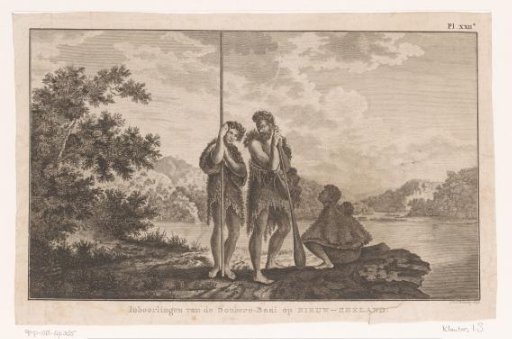 Three Maoris at Resolution Bay in New Zealand