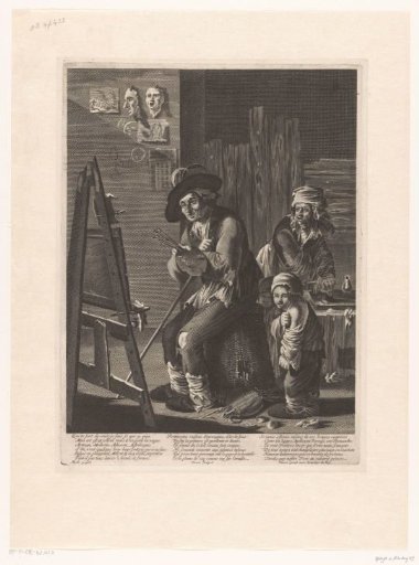 Poor painter with family in his studio