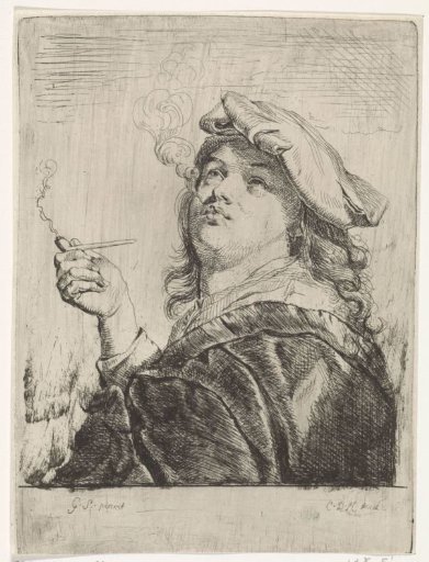 Smoker with a pipe in hand
