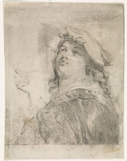 Smoker with a pipe in hand