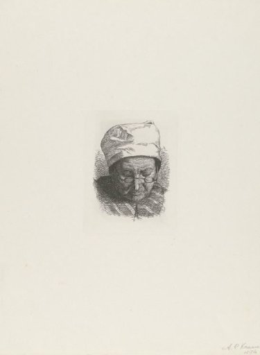Head of an Old Woman with Spectacles and Cap