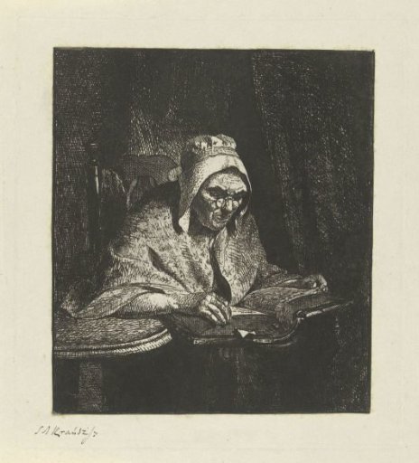 Old woman reading