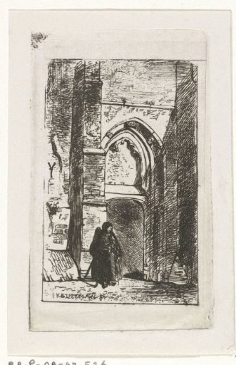 Woman at a church portal