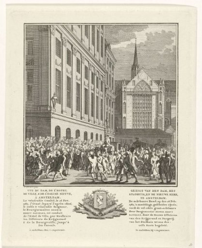 Hendrik Hooft Daniëlsz. escorted to his carriage on the Dam in Amsterdam, 26 February 1787