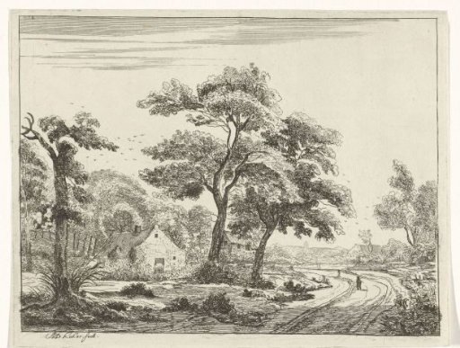 View of a village with a farm in the middle