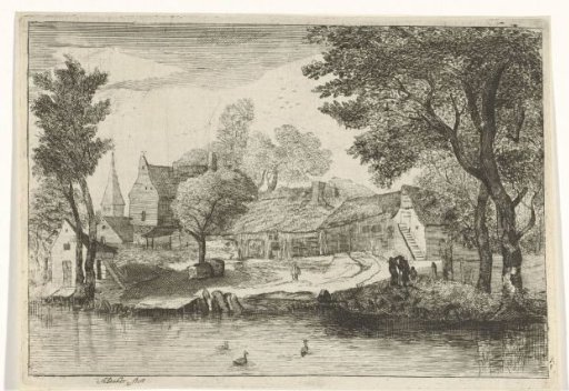 Village view by the water