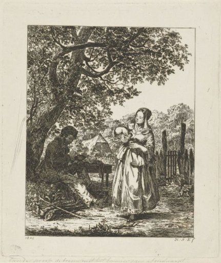 Man and woman in front of a farmhouse