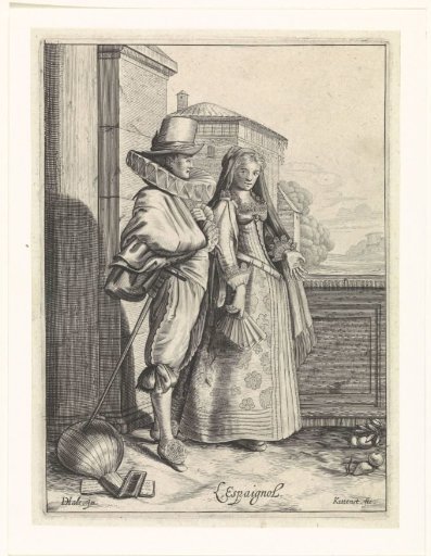Elegant couple in fashionable Spanish dress