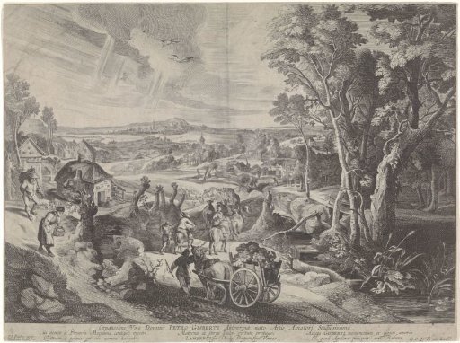 Landscape with a cart of vegetables