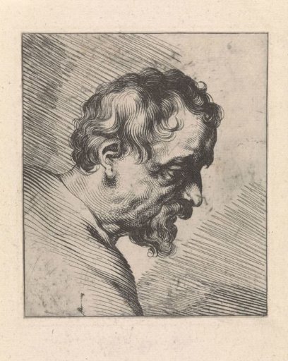 Bust of an apostle in profile to the right