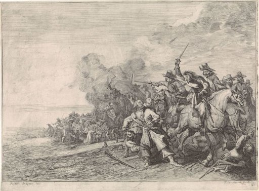 Cavalry and infantry in combat